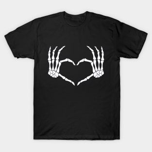 Black and White Skeleton Hands in a Heart-Shape T-Shirt